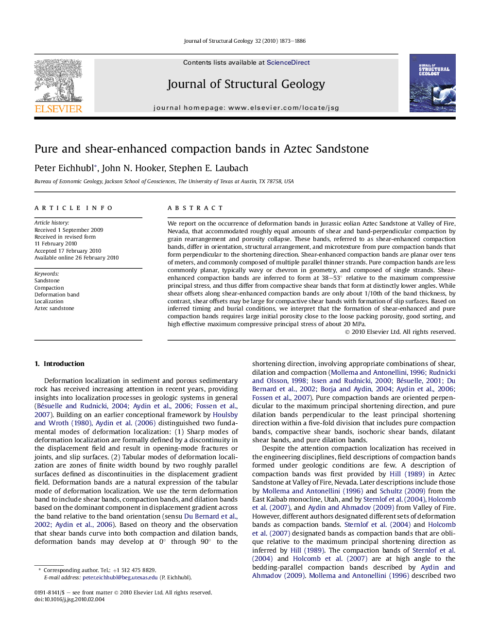 Pure and shear-enhanced compaction bands in Aztec Sandstone