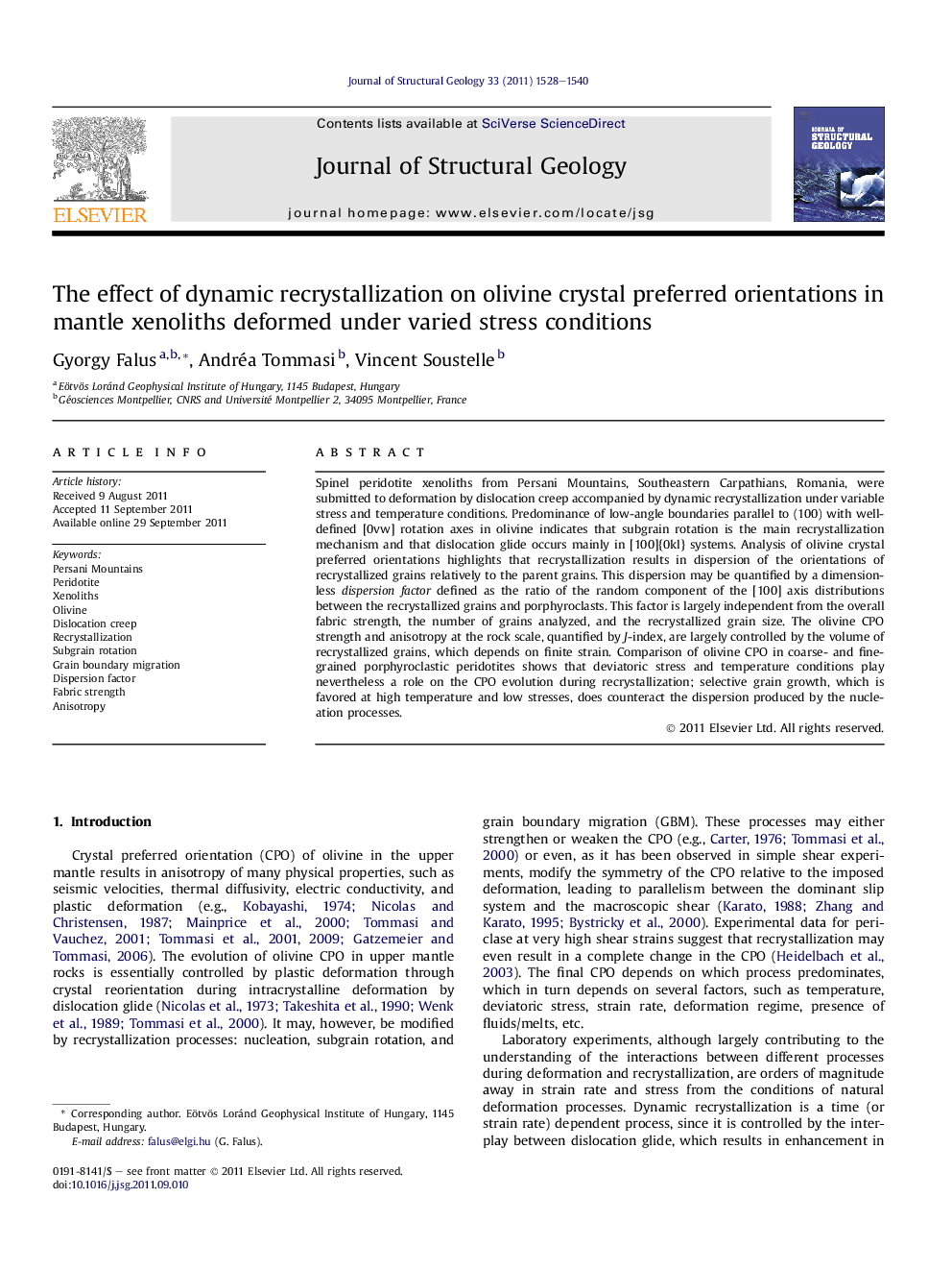 The effect of dynamic recrystallization on olivine crystal preferred orientations in mantle xenoliths deformed under varied stress conditions