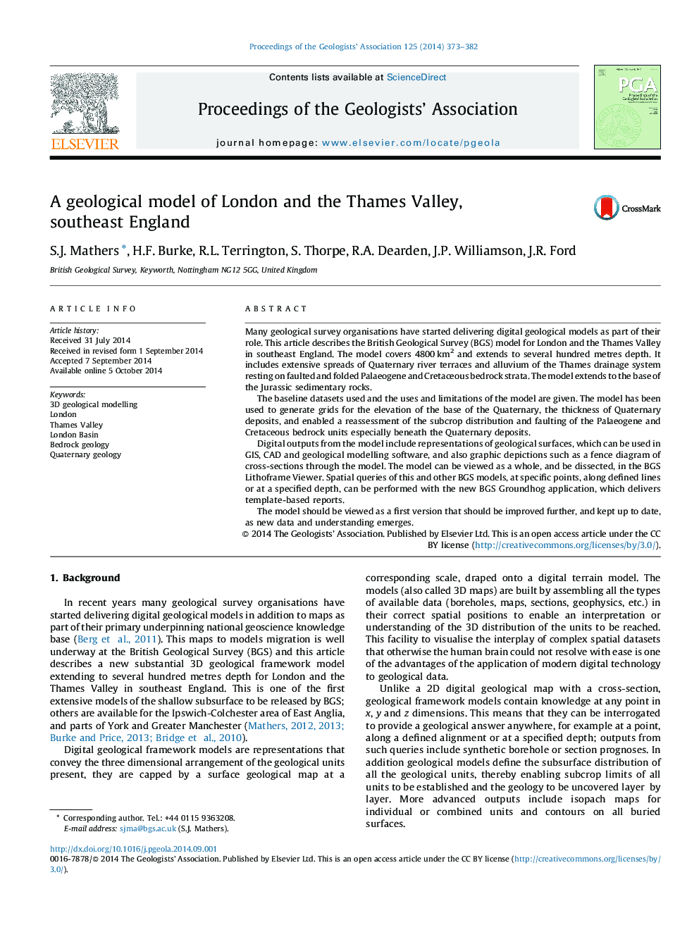 A geological model of London and the Thames Valley, southeast England