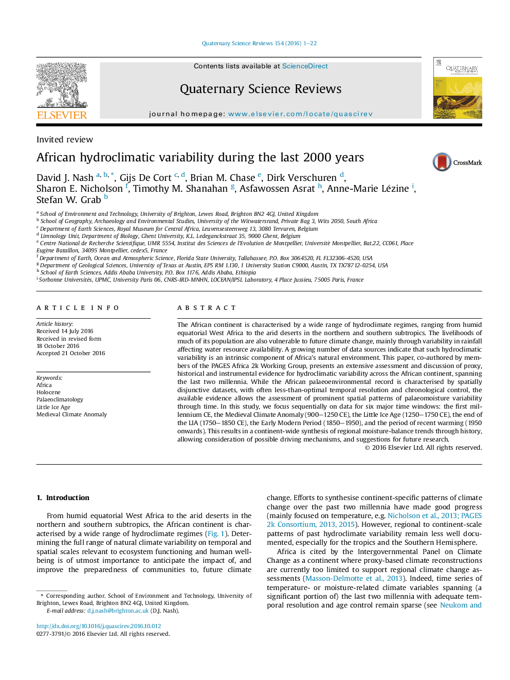 African hydroclimatic variability during the last 2000 years