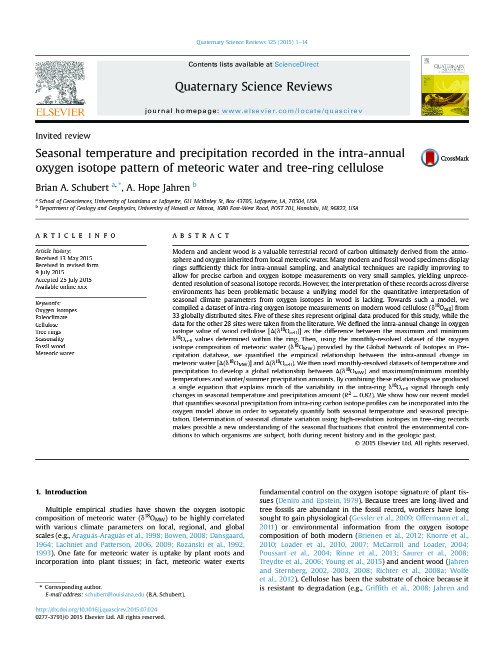 Seasonal temperature and precipitation recorded in the intra-annual oxygen isotope pattern of meteoric water and tree-ring cellulose