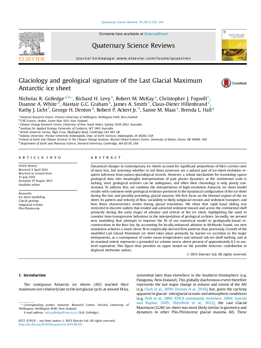 Glaciology and geological signature of the Last Glacial Maximum Antarctic ice sheet