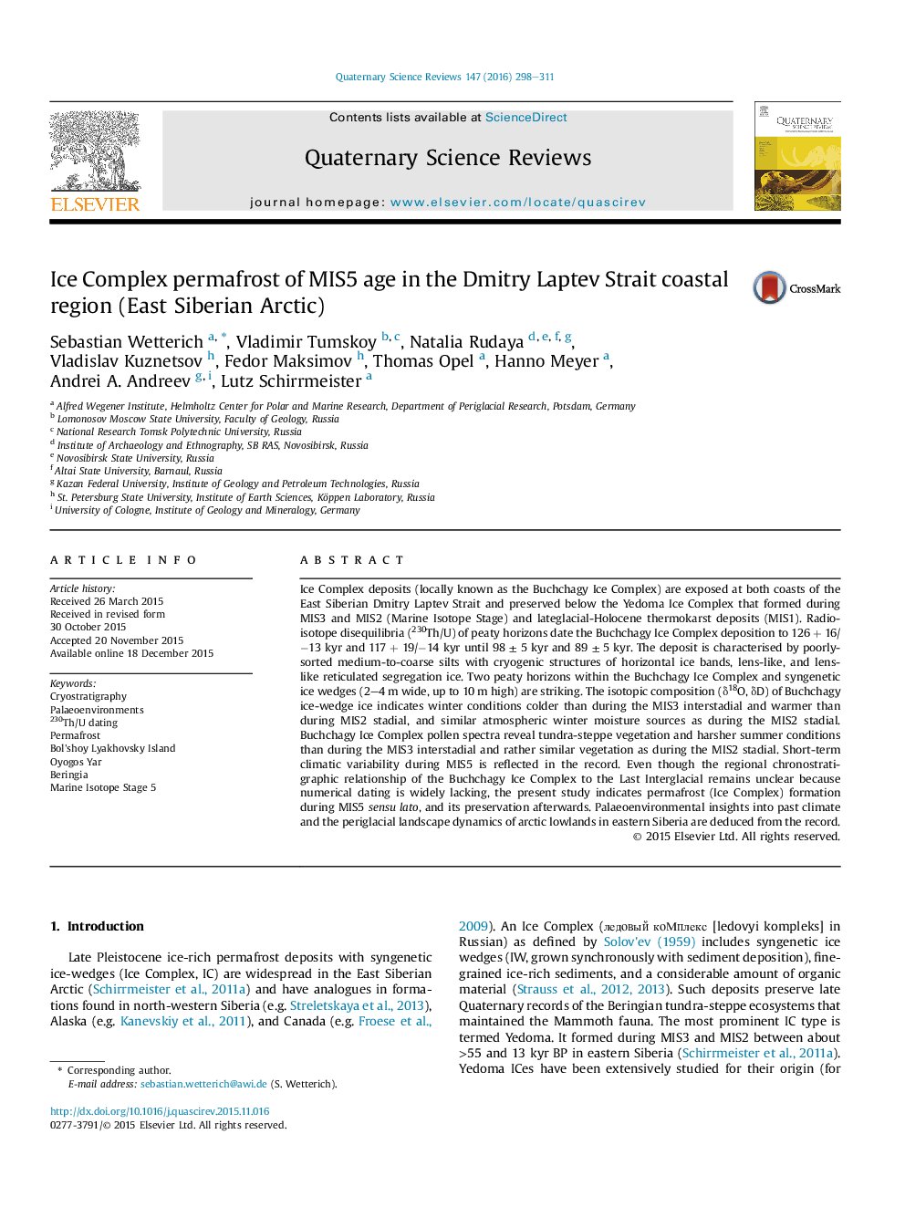 Ice Complex permafrost of MIS5 age in the Dmitry Laptev Strait coastal region (East Siberian Arctic)