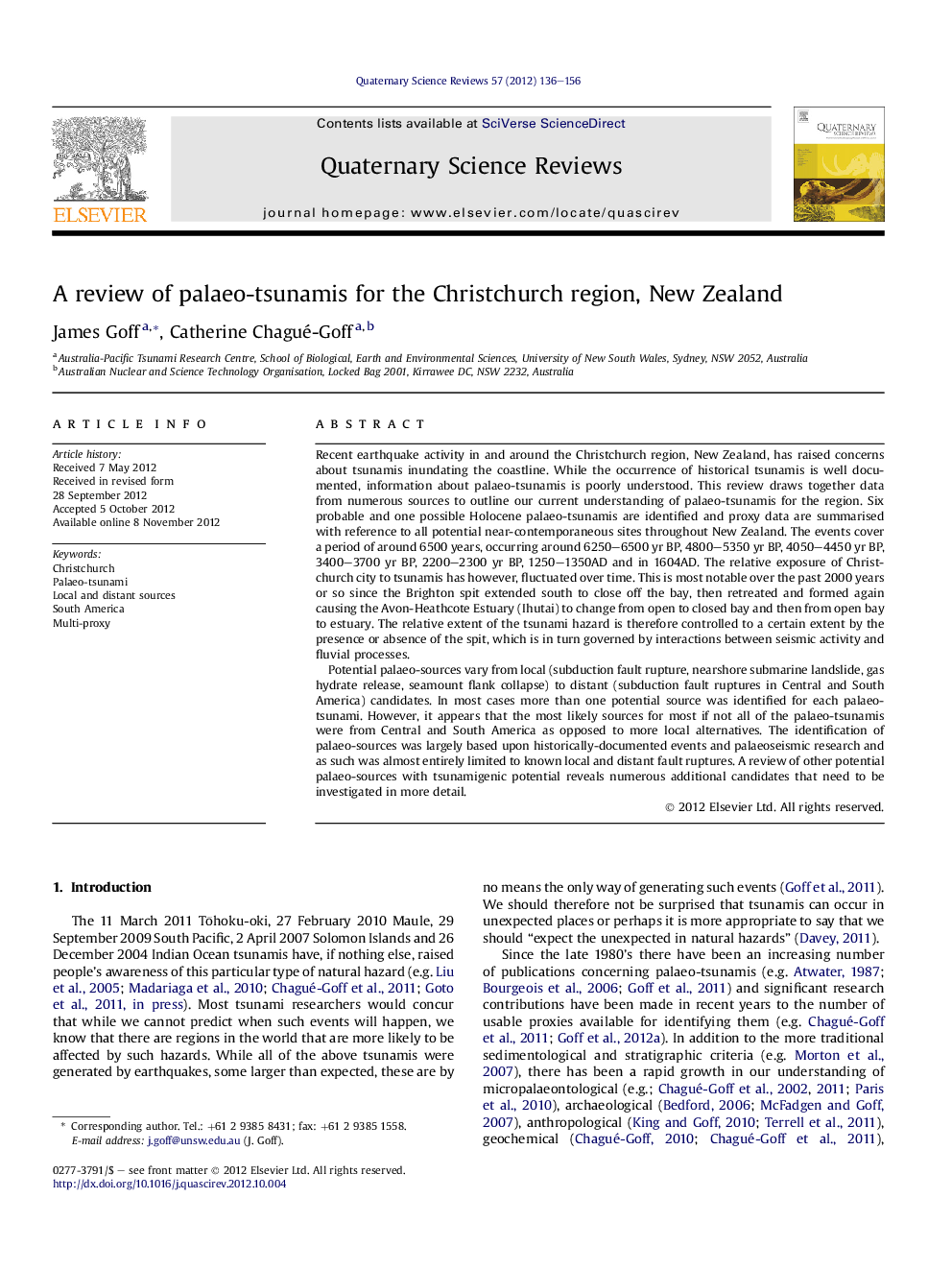 A review of palaeo-tsunamis for the Christchurch region, New Zealand