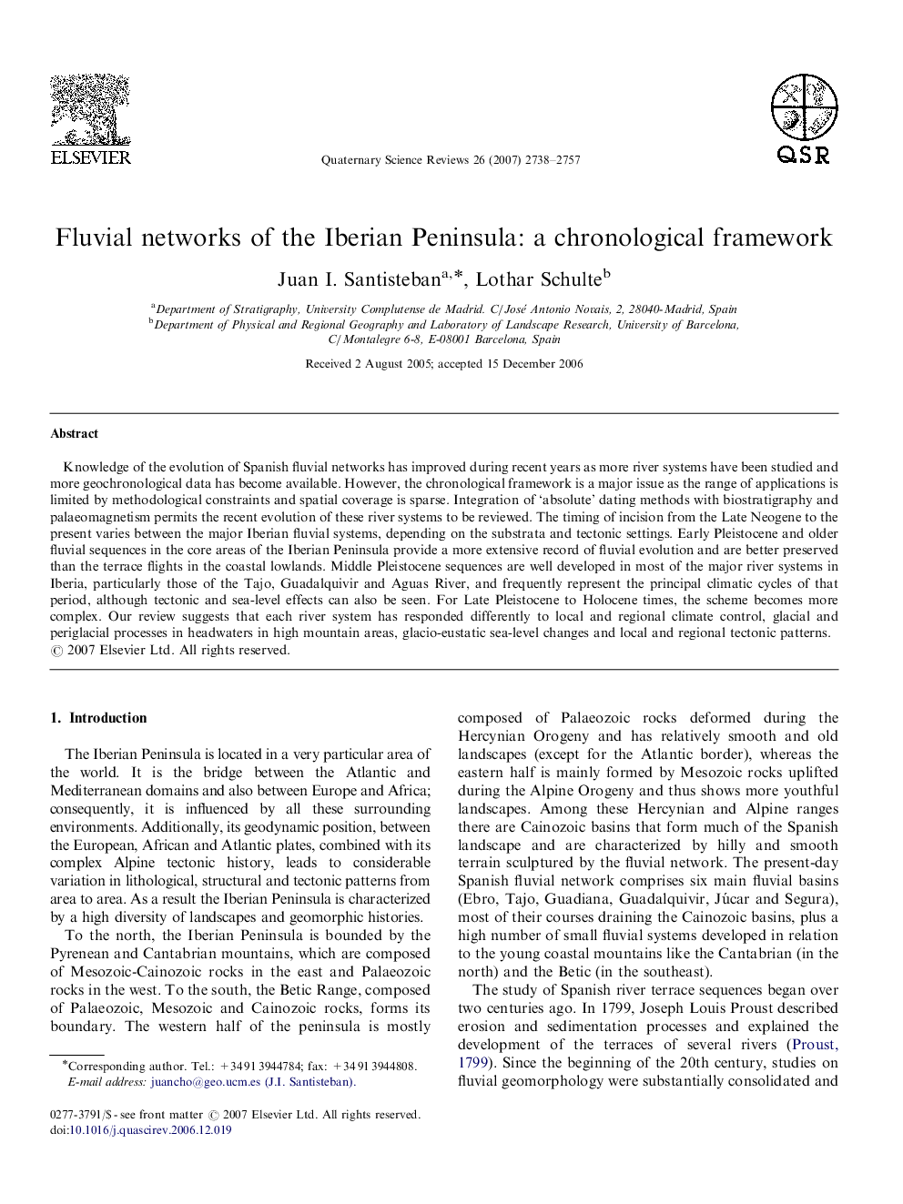 Fluvial networks of the Iberian Peninsula: a chronological framework