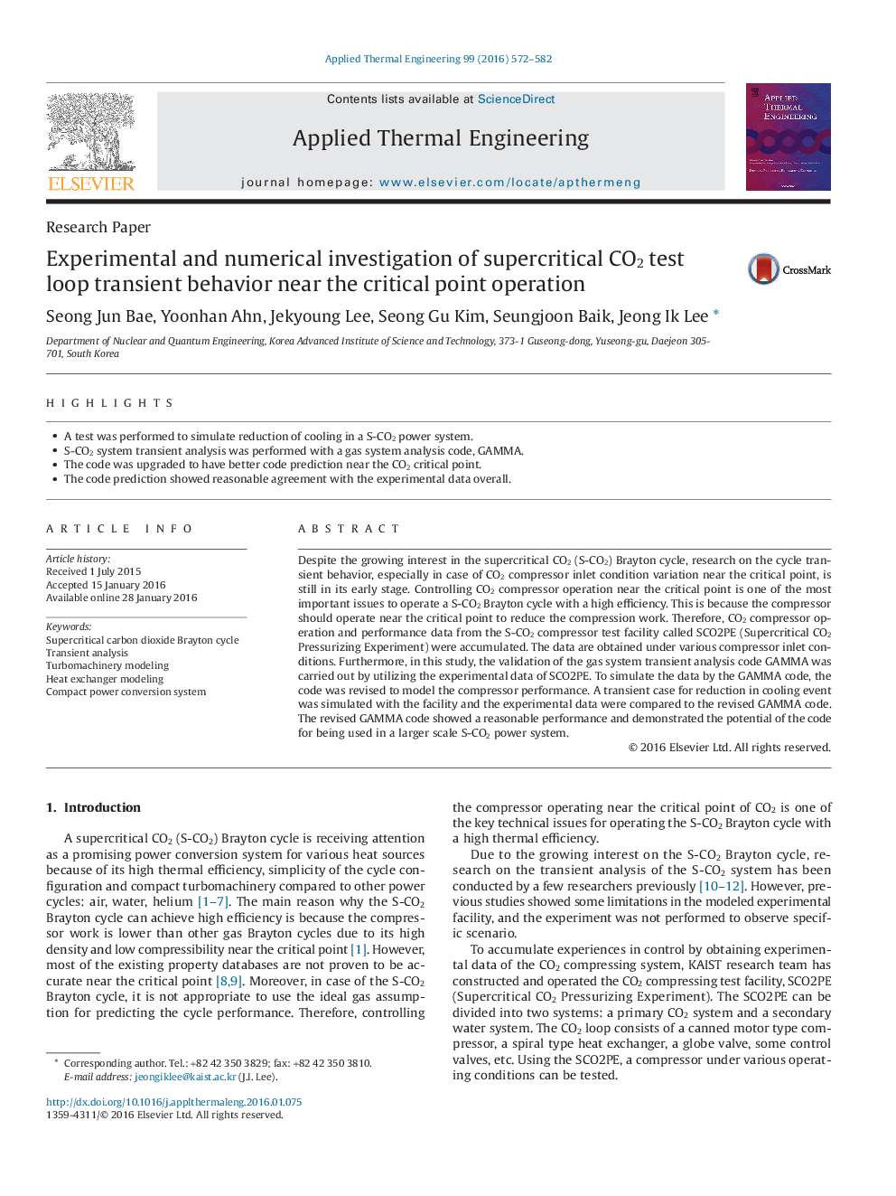 Experimental and numerical investigation of supercritical CO2 test loop transient behavior near the critical point operation