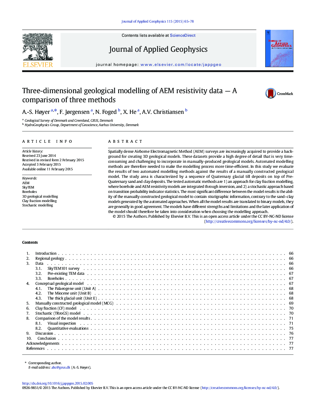 Three-dimensional geological modelling of AEM resistivity data - A comparison of three methods