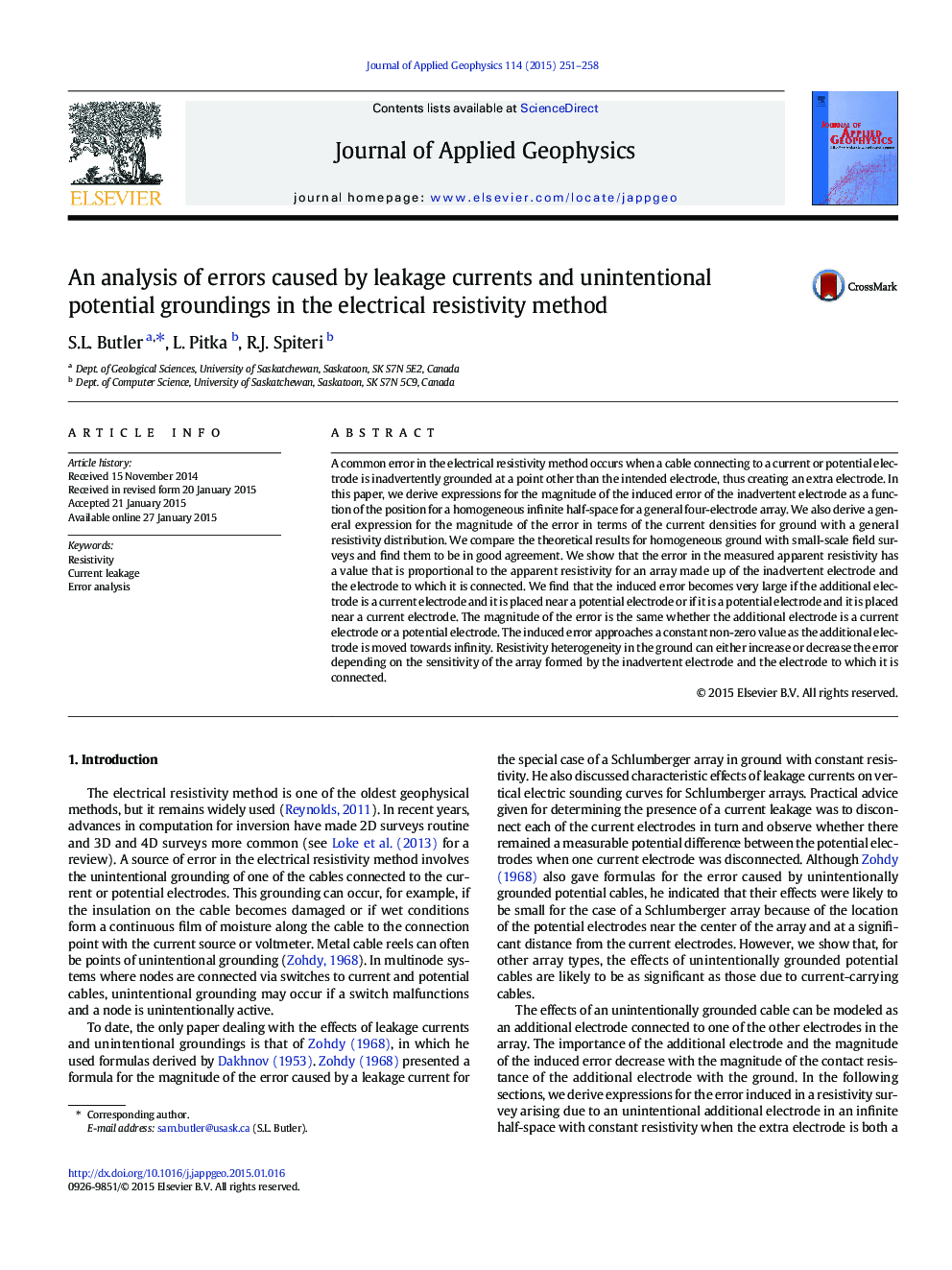 An analysis of errors caused by leakage currents and unintentional potential groundings in the electrical resistivity method