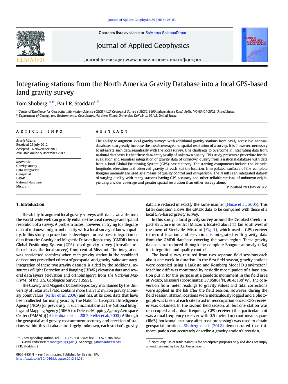 Integrating stations from the North America Gravity Database into a local GPS-based land gravity survey