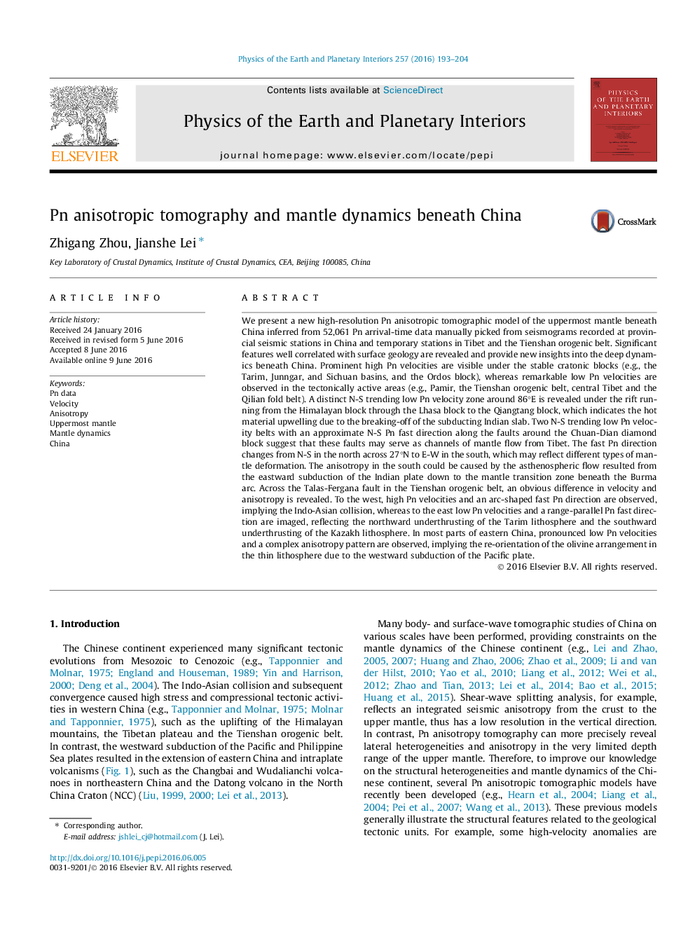 Pn anisotropic tomography and mantle dynamics beneath China