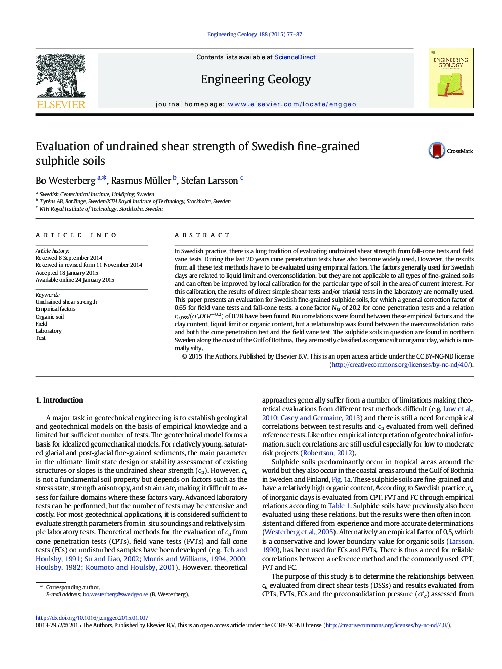 Evaluation of undrained shear strength of Swedish fine-grained sulphide soils