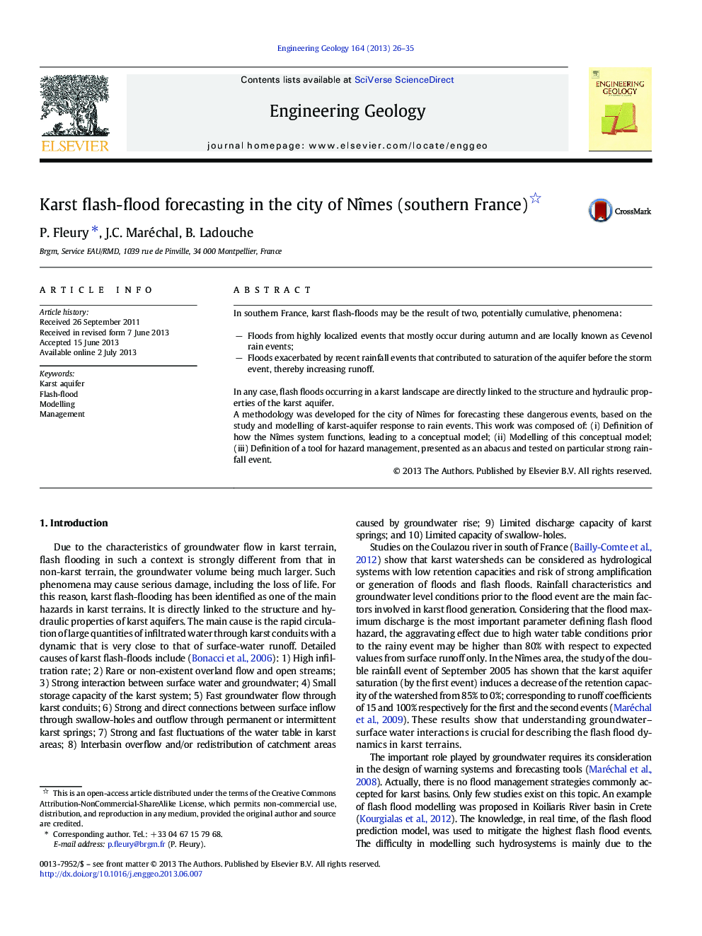 Karst flash-flood forecasting in the city of NÃ®mes (southern France)