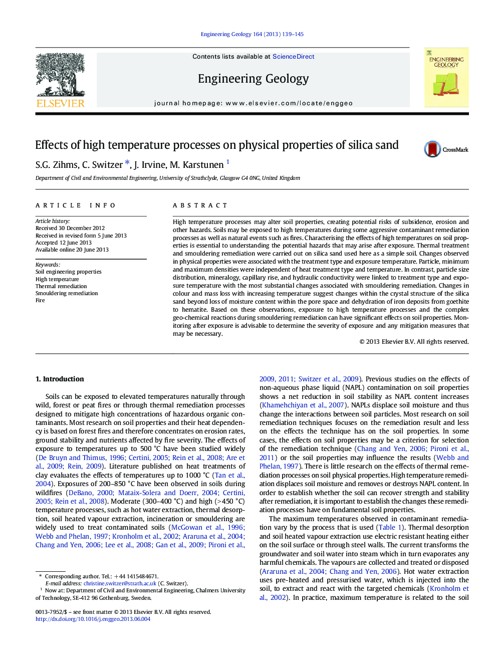 Effects of high temperature processes on physical properties of silica sand