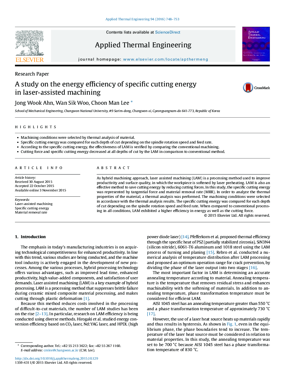 A study on the energy efficiency of specific cutting energy in laser-assisted machining