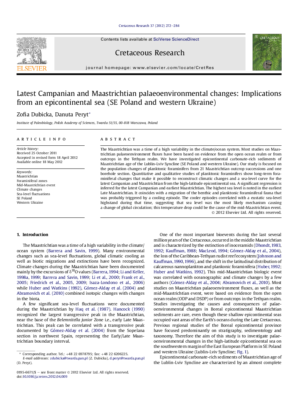 Latest Campanian and Maastrichtian palaeoenvironmental changes: Implications from an epicontinental sea (SE Poland and western Ukraine)