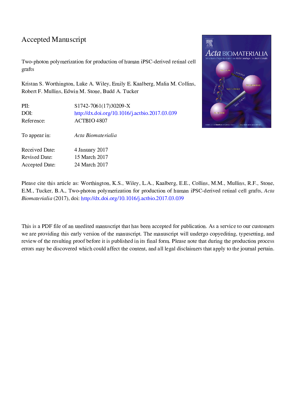 Two-photon polymerization for production of human iPSC-derived retinal cell grafts