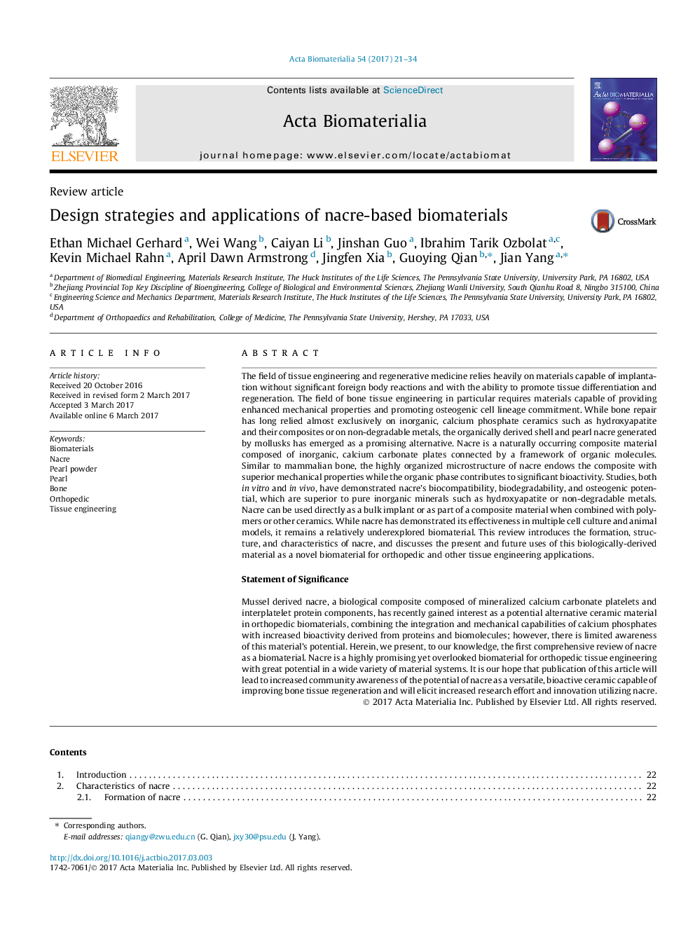 Design strategies and applications of nacre-based biomaterials