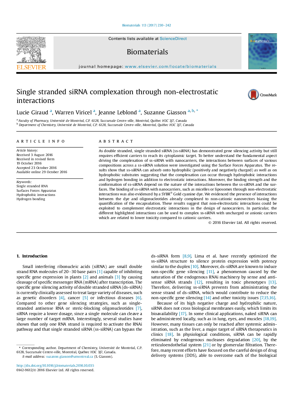 Single stranded siRNA complexation through non-electrostatic interactions