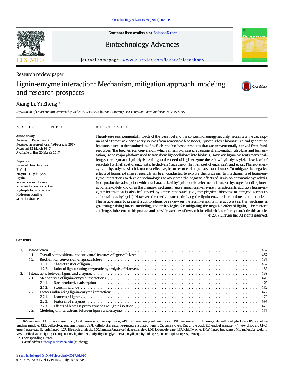 Research review paperLignin-enzyme interaction: Mechanism, mitigation approach, modeling, and research prospects