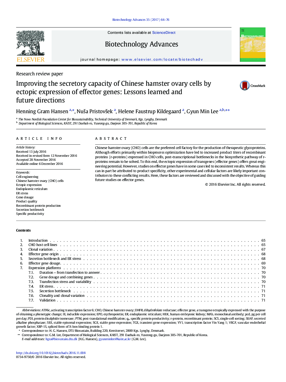 Research review paperImproving the secretory capacity of Chinese hamster ovary cells by ectopic expression of effector genes: Lessons learned and future directions