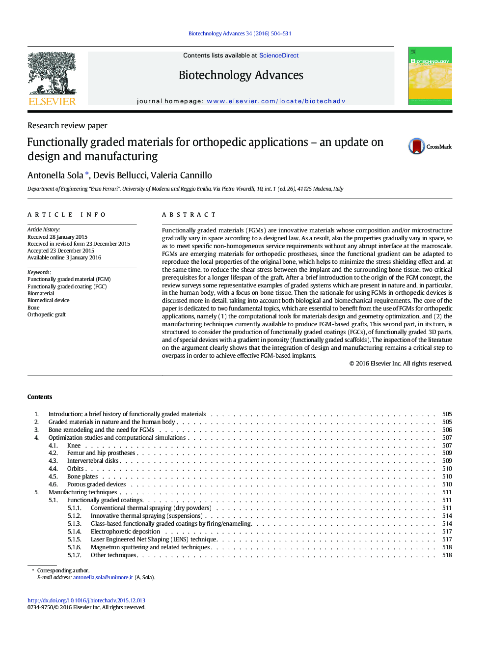 Research review paperFunctionally graded materials for orthopedic applications - an update on design and manufacturing