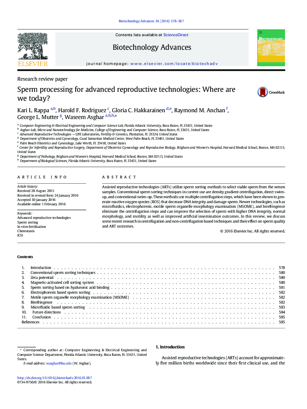 Research review paperSperm processing for advanced reproductive technologies: Where are we today?