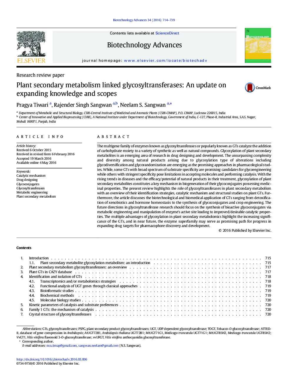 Research review paperPlant secondary metabolism linked glycosyltransferases: An update on expanding knowledge and scopes