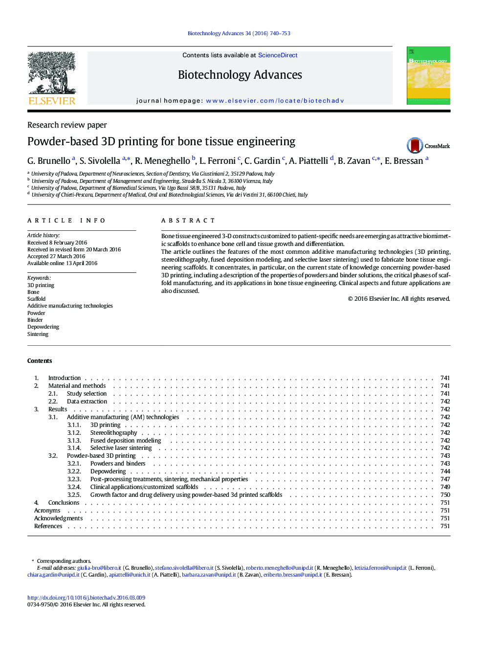 Research review paperPowder-based 3D printing for bone tissue engineering