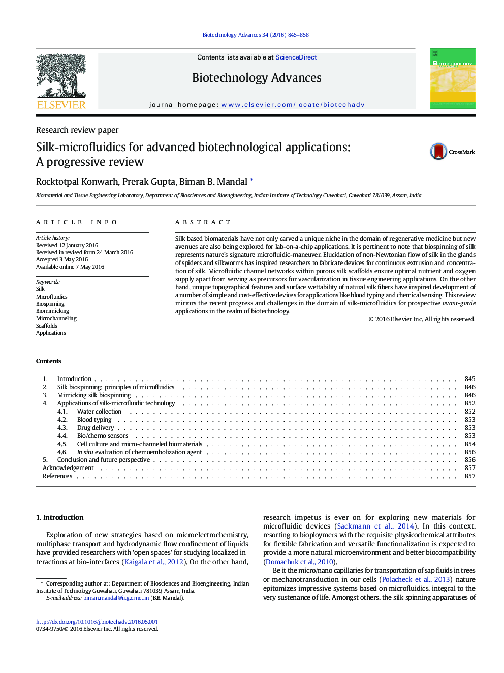 Research review paperSilk-microfluidics for advanced biotechnological applications: A progressive review