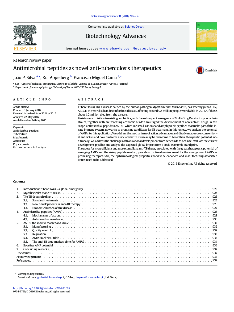 Research review paperAntimicrobial peptides as novel anti-tuberculosis therapeutics