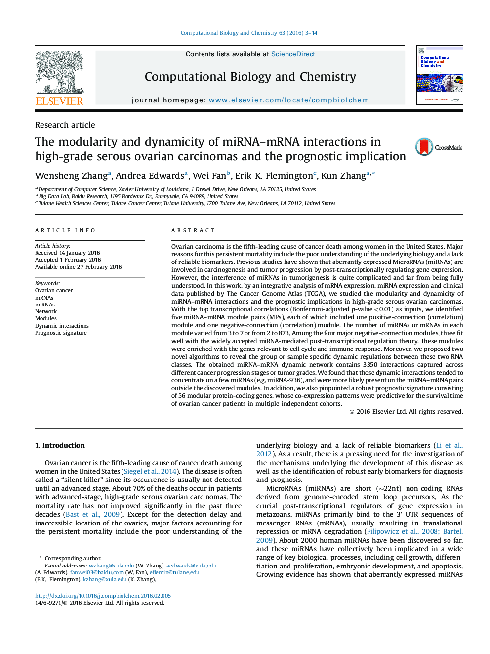 The modularity and dynamicity of miRNA–mRNA interactions in high-grade serous ovarian carcinomas and the prognostic implication