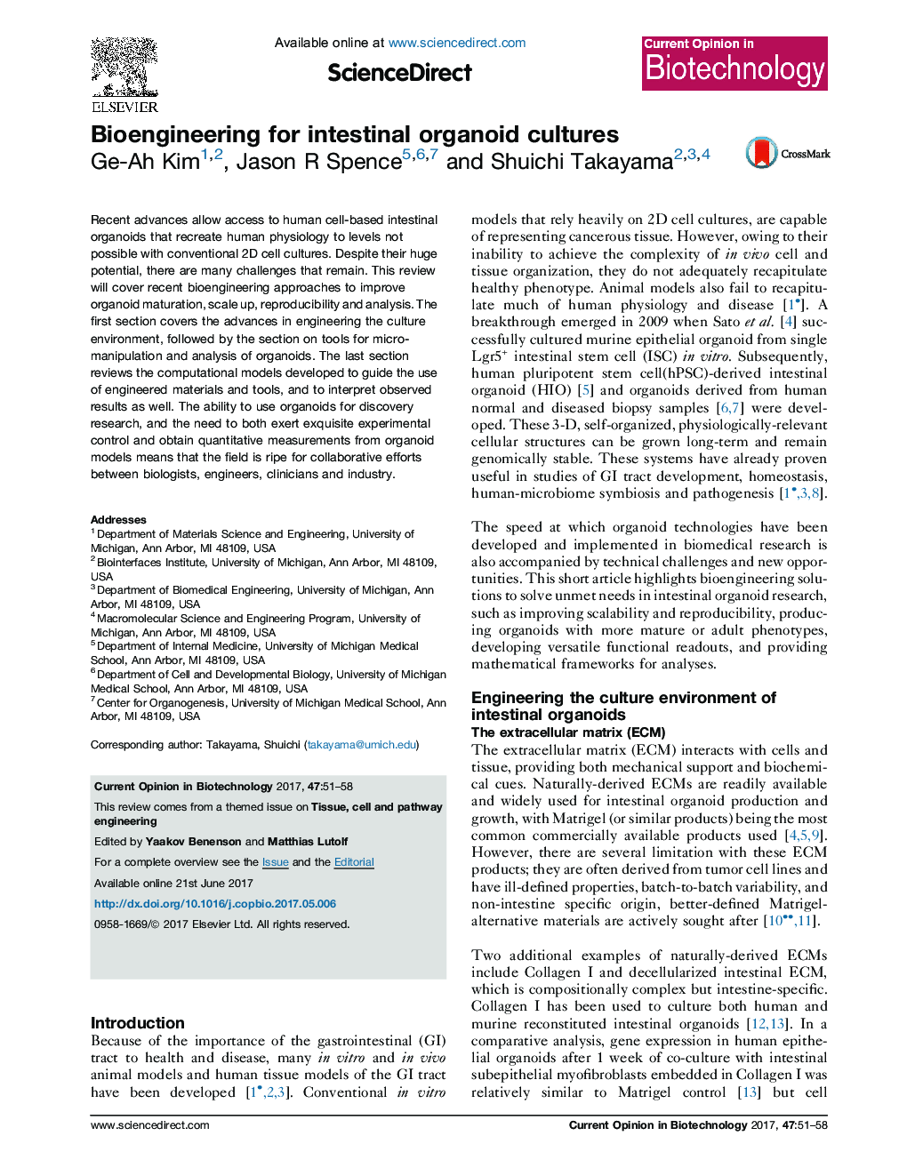 Bioengineering for intestinal organoid cultures