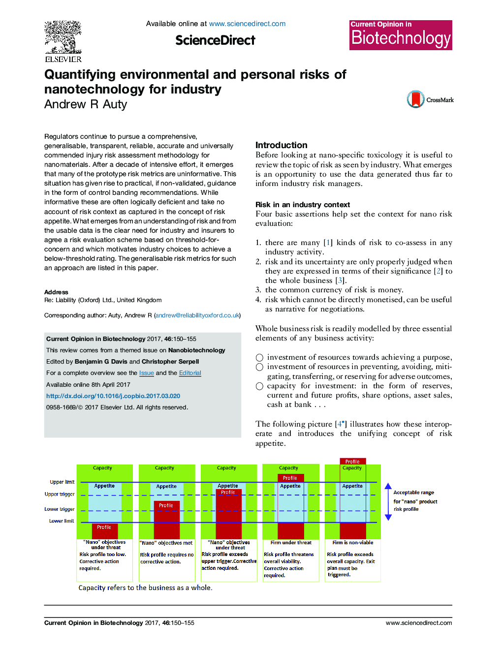 عکس صفحه اول مقاله: Quantifying environmental and personal risks of nanotechnology for industry Quantifying environmental and personal risks of nanotechnology for industry