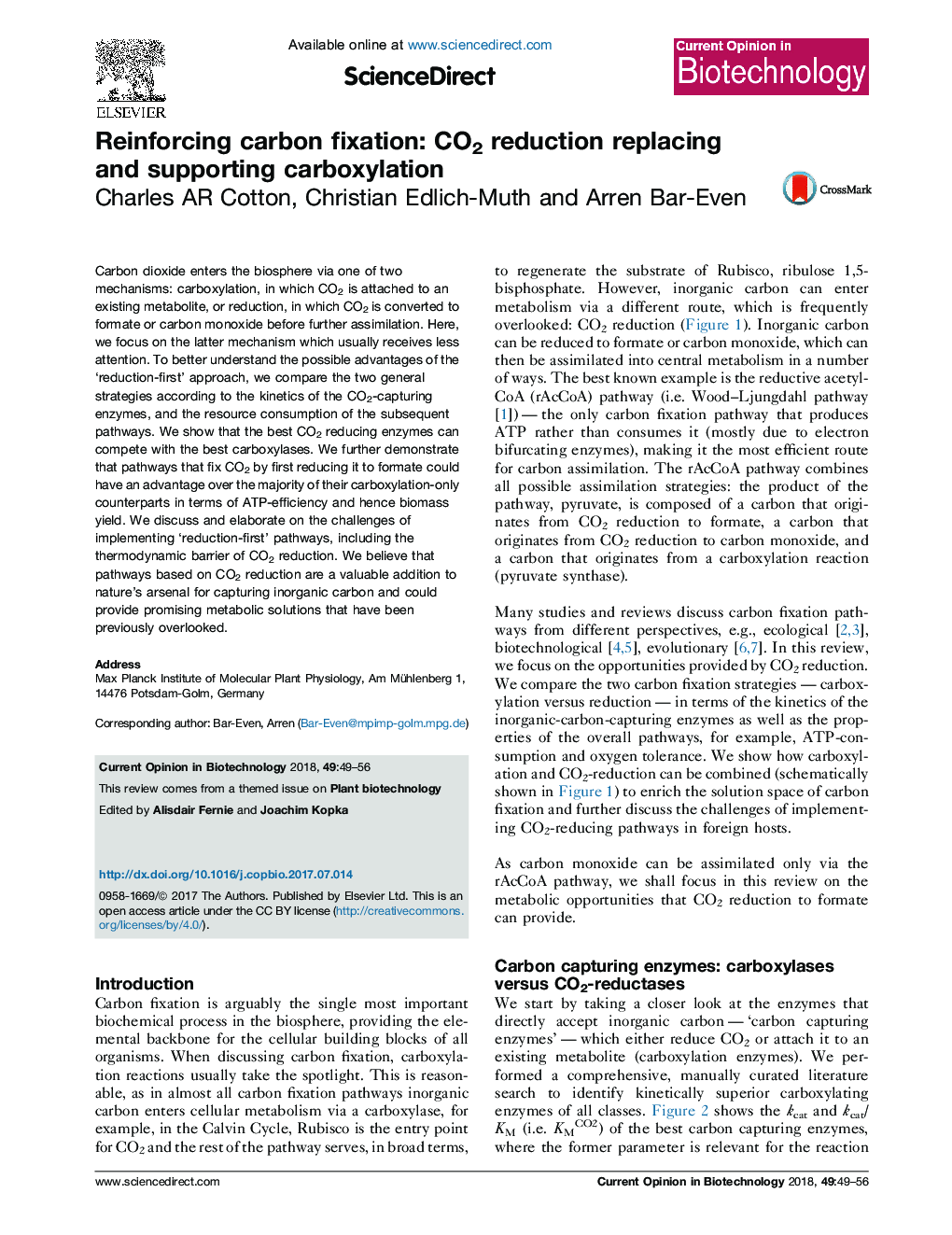 Reinforcing carbon fixation: CO2 reduction replacing and supporting carboxylation