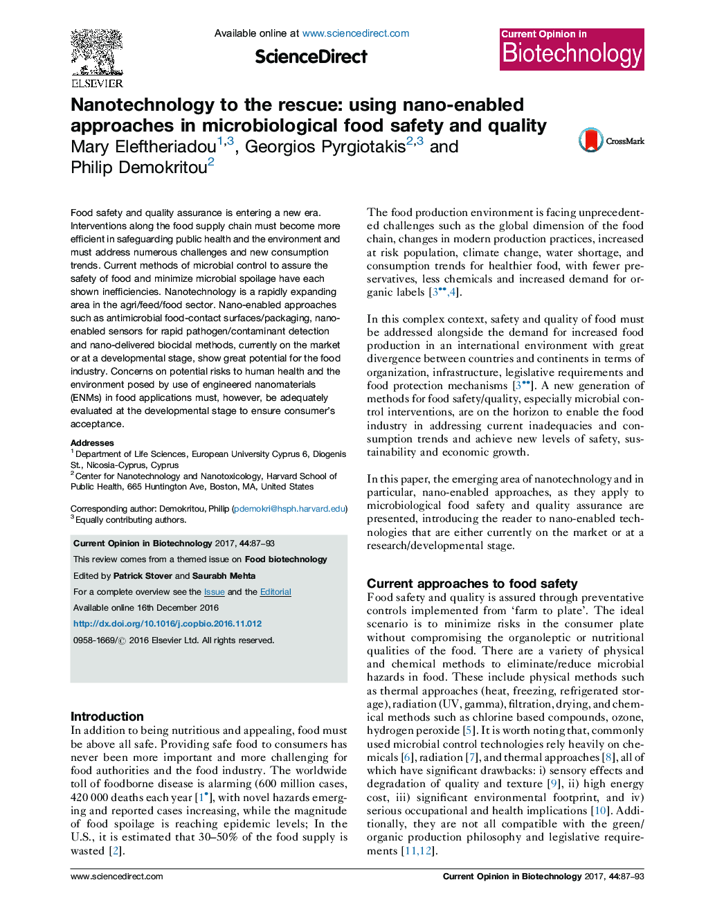 Nanotechnology to the rescue: using nano-enabled approaches in microbiological food safety and quality