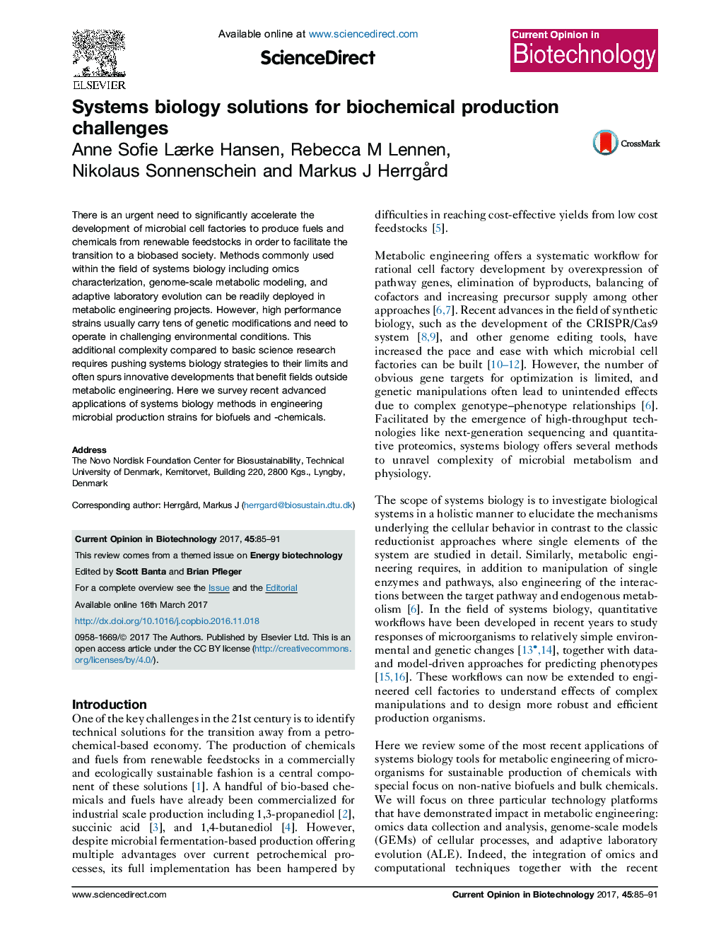 Systems biology solutions for biochemical production challenges