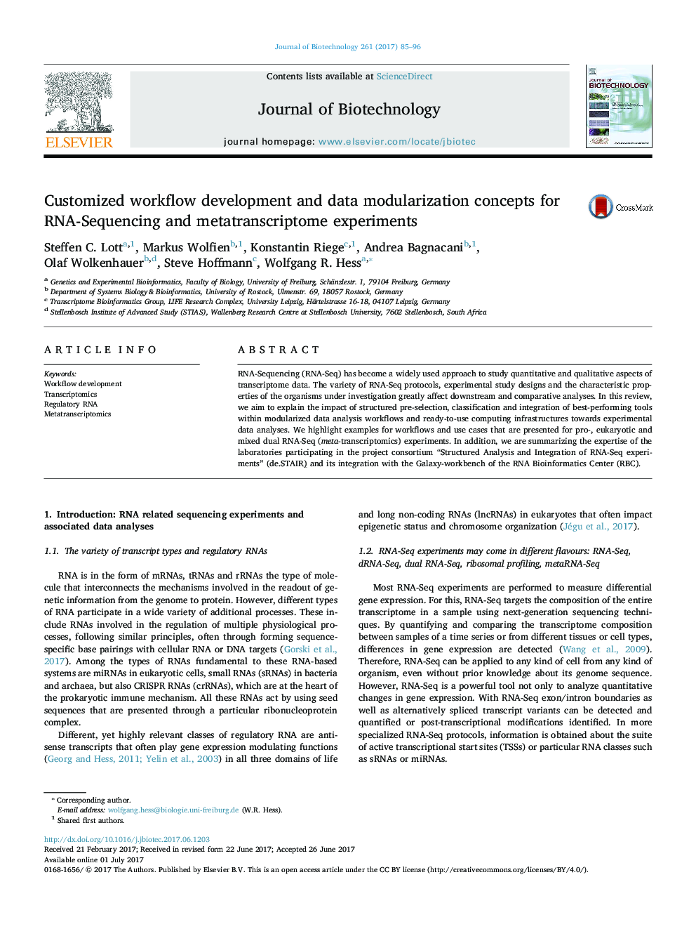 Customized workflow development and data modularization concepts for RNA-Sequencing and metatranscriptome experiments