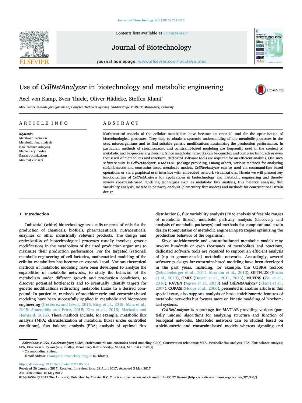Use of CellNetAnalyzer in biotechnology and metabolic engineering