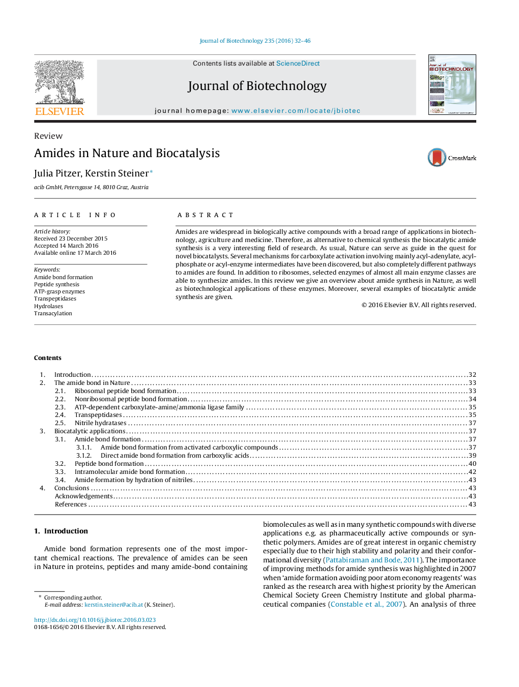 ReviewAmides in Nature and Biocatalysis