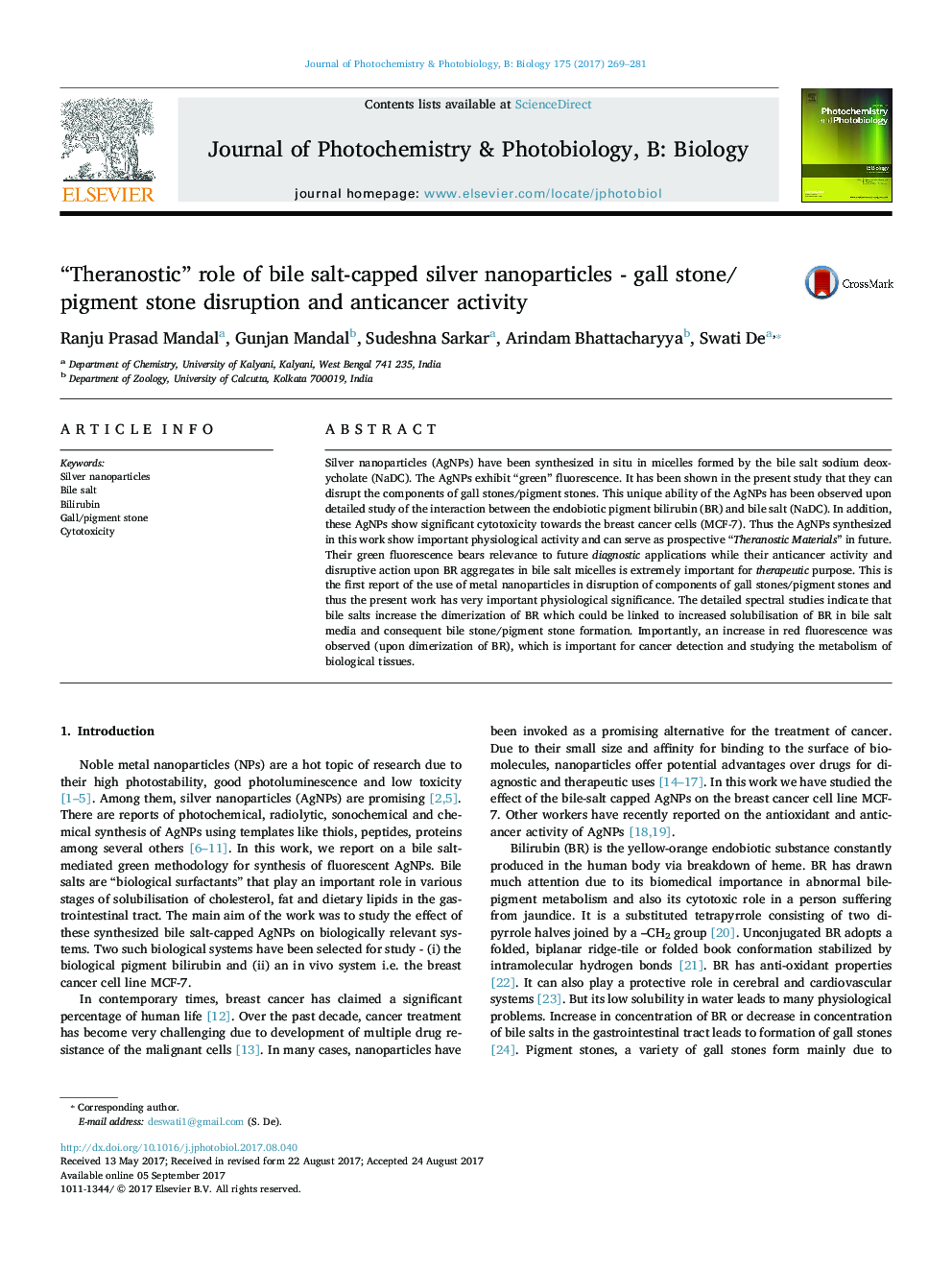 “Theranostic” role of bile salt-capped silver nanoparticles - gall stone/pigment stone disruption and anticancer activity