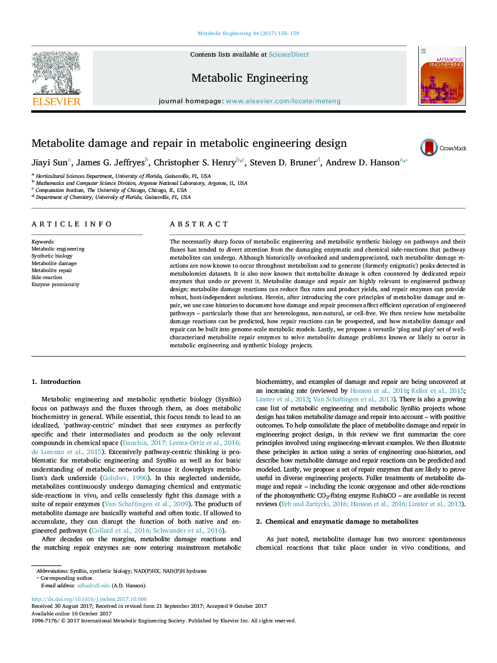 آسیب متابولیت و تعمیر در طراحی مهندسی متابولیک