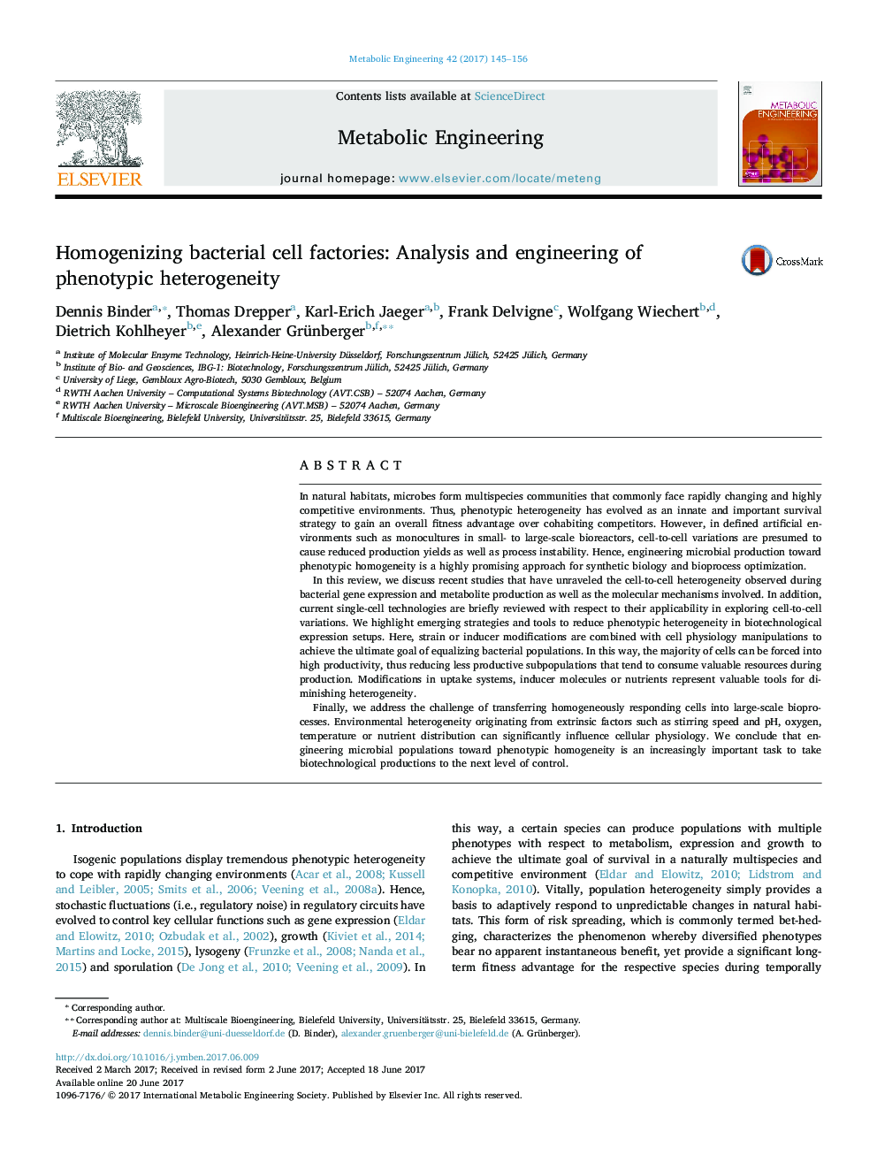 Homogenizing bacterial cell factories: Analysis and engineering of phenotypic heterogeneity