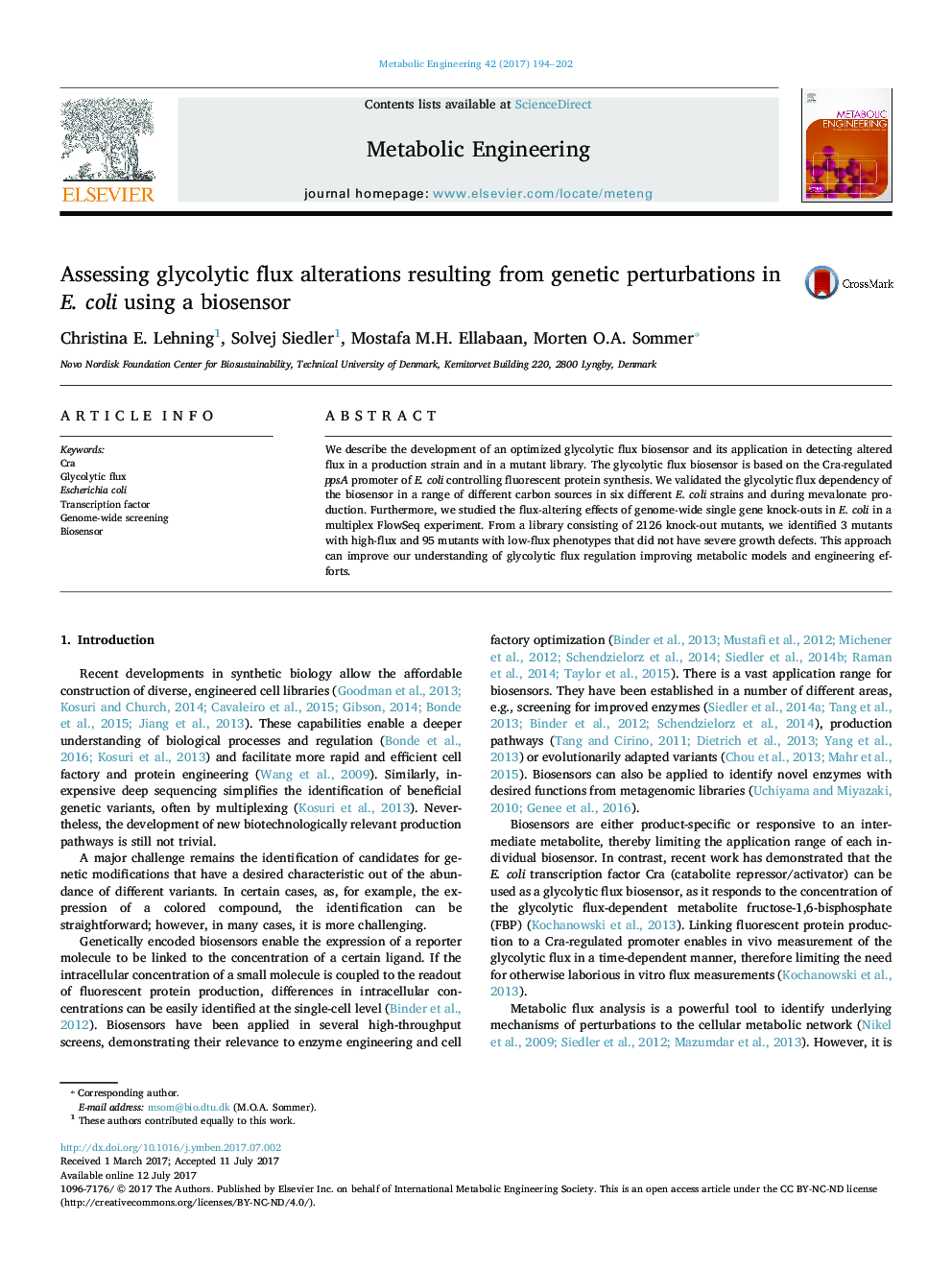 Assessing glycolytic flux alterations resulting from genetic perturbations in E. coli using a biosensor