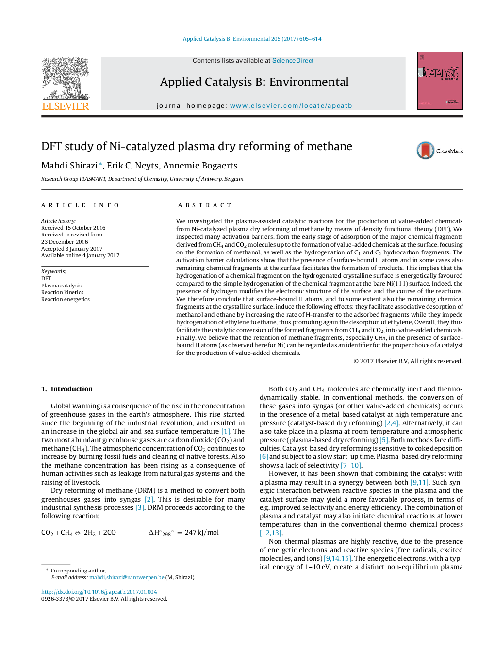 DFT study of Ni-catalyzed plasma dry reforming of methane