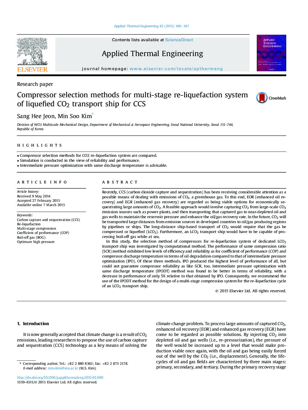 Compressor selection methods for multi-stage re-liquefaction system of liquefied CO2 transport ship for CCS