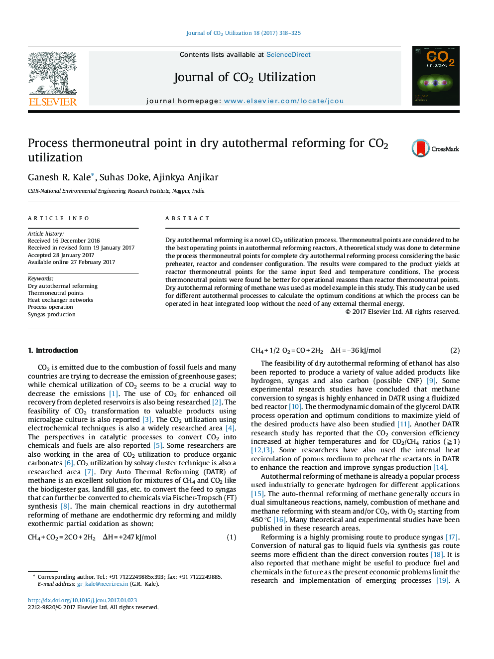 Process thermoneutral point in dry autothermal reforming for CO2 utilization