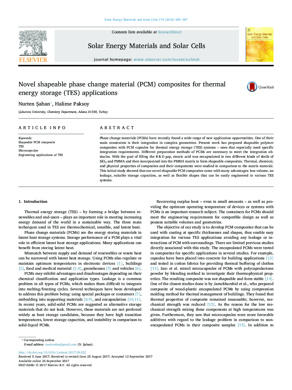 Novel shapeable phase change material (PCM) composites for thermal energy storage (TES) applications