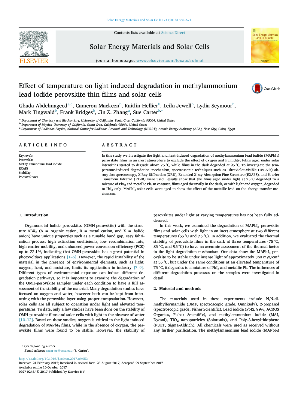 Effect of temperature on light induced degradation in methylammonium lead iodide perovskite thin films and solar cells