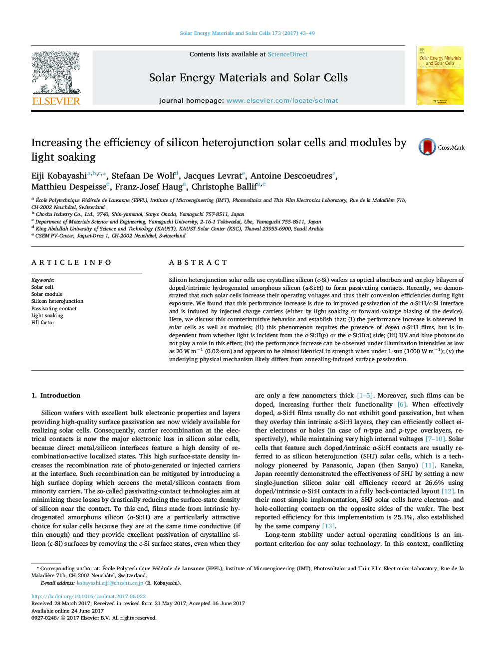 Increasing the efficiency of silicon heterojunction solar cells and modules by light soaking