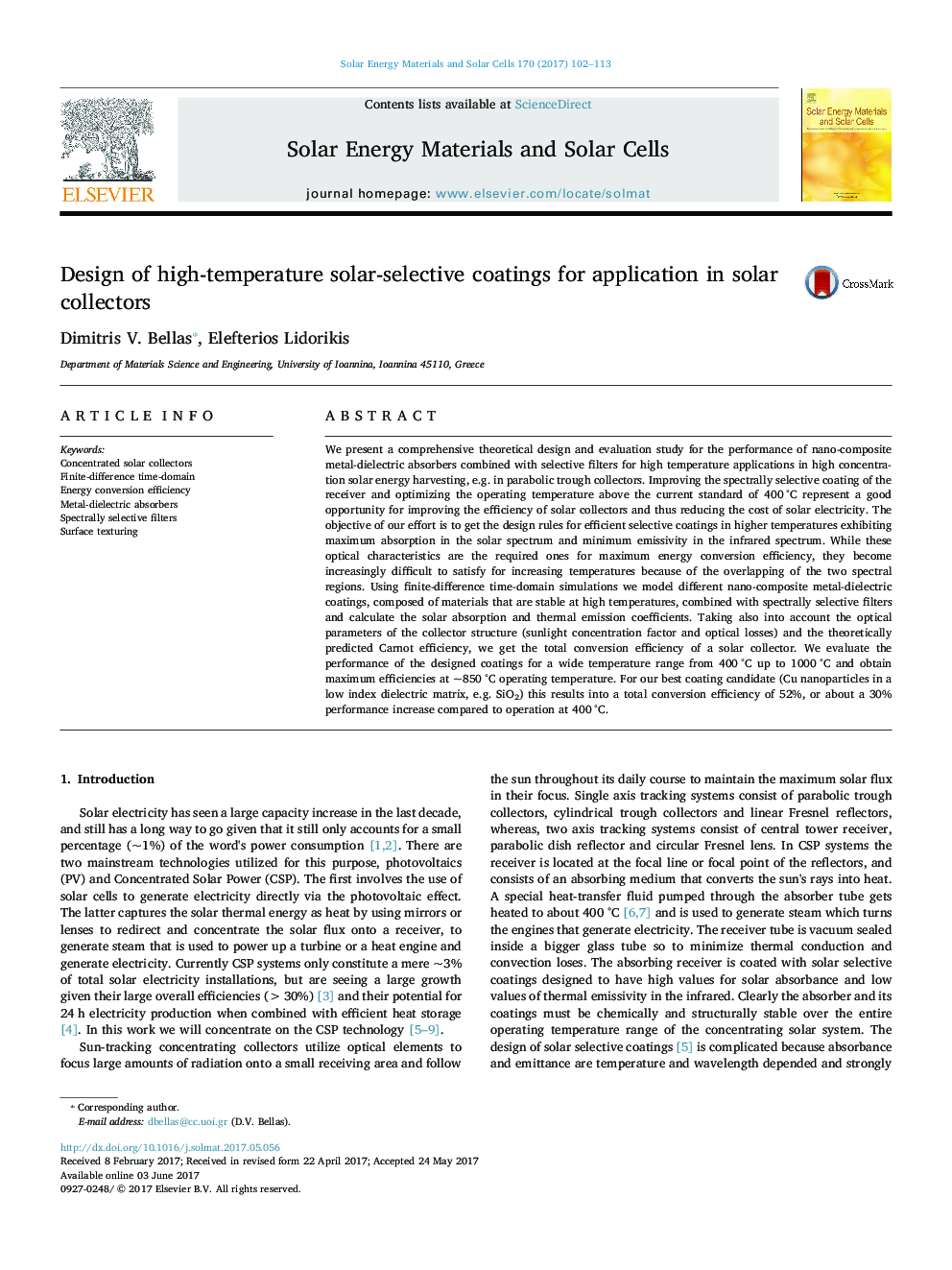 Design of high-temperature solar-selective coatings for application in solar collectors